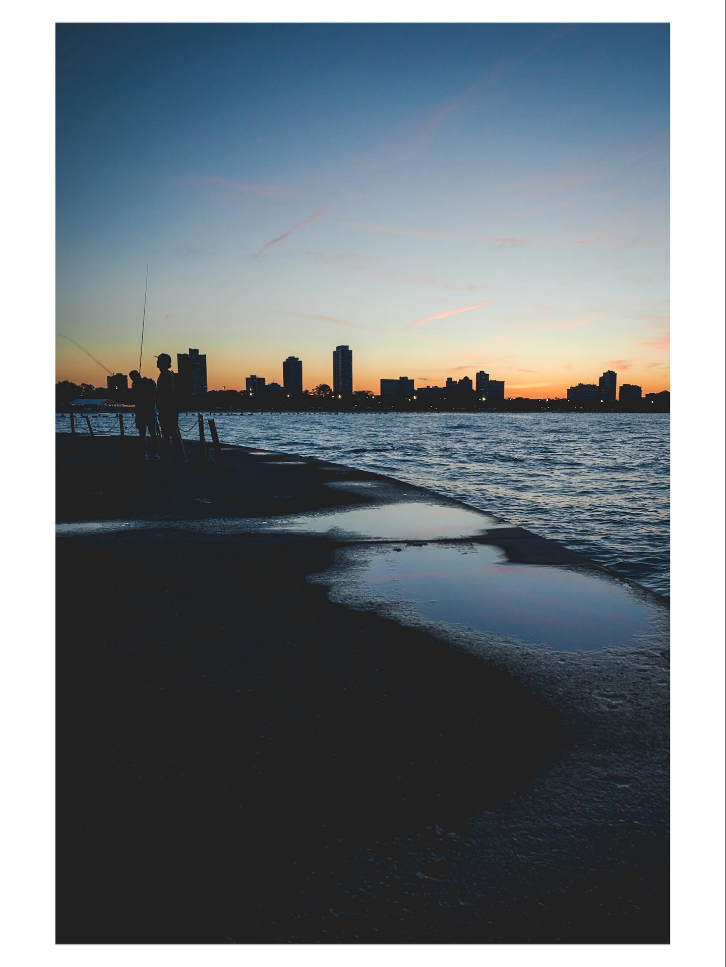 Lakefront at dusk, Chicago lakefront, photograph by Eric Petersen